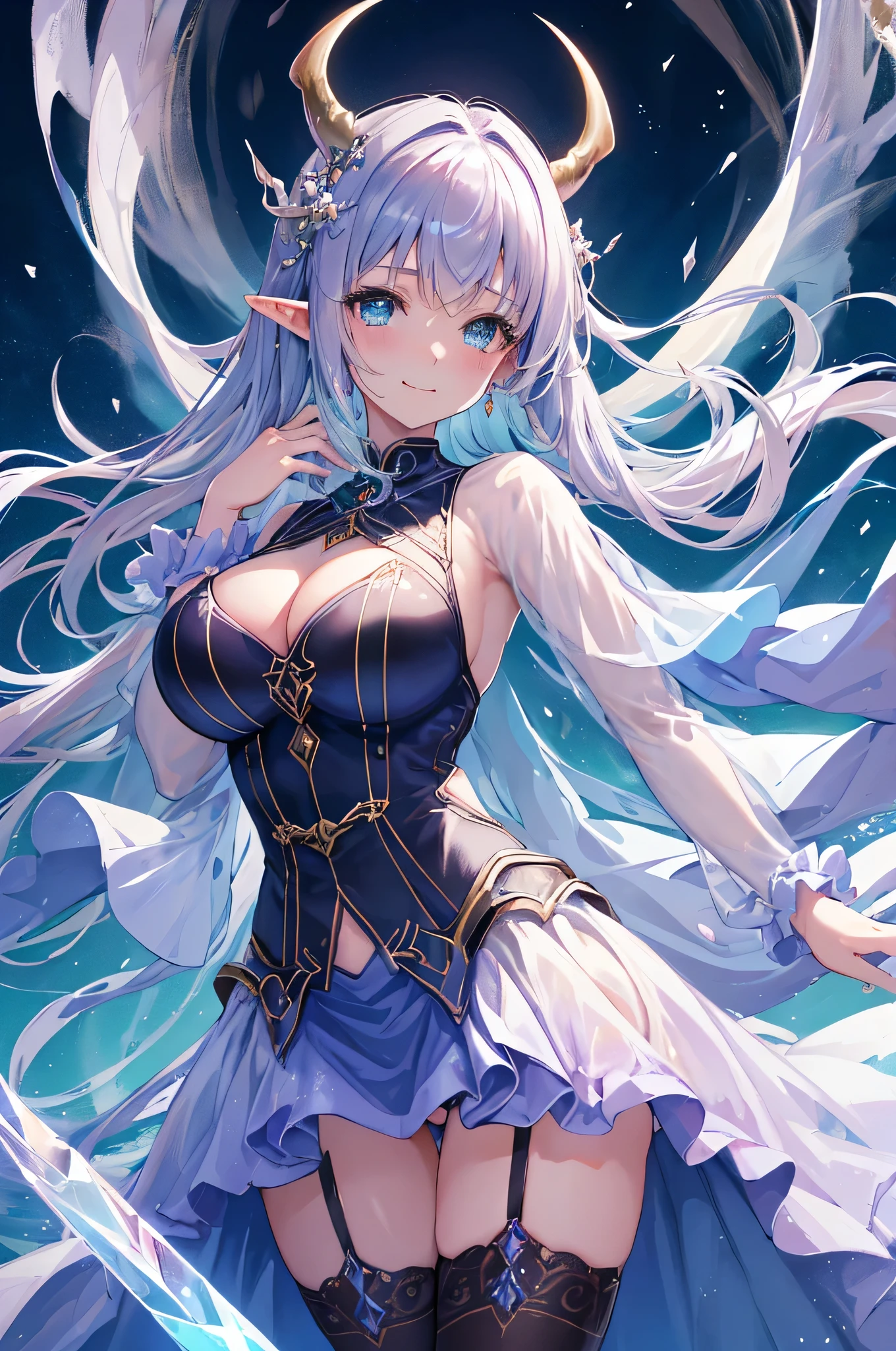 最high quality、最high quality、1 Female Elf、Succubus、Stand against a wall(( Upshot ))((Full Body Stockings))'((See-through body stockings))、Lots of huge crystals of snow、beautiful eyes、tears、Raise your arms behind your head、beautiful decoration、、Ice tiara、beautiful galactic Light、A world made of ice、最high quality , fractal art.Ice Throne、Ice World、???、beautiful big ???、　((Laugh beautifully、))((Glowing Ice　))、beautiful face、beautifully decorated stockings、Devil's World、ice crystals、Crystal of snow、Ice Wall、Ice World、Large front、 beautiful shine,High-definition depiction, Realistic, 8k, Unity, beautiful thighs,,Giant Devil's Wings、Iridescent Wings、、 Light smile, beautifully and vividly drawn, , beautiful beautiful透き通る肌、The magic of shining beautiful decoration、Giant horns、 Demon King、、beautiful decorationの角、 , beautiful、 Romanticism,mosquito。 The most beautiful form of chaos, Mr...々 Intertwining flowers, particle,Magical gentle Light,smile,,image quality、masterpiece、beautiful face、Super beautiful elf woman((Big breasted 22 year old office lady、Bust 120,beautiful long ironed hair、Silver Hair、height: 165cm。????? 120cm、Esbian、、high quality、、Visual Arts、最high quality、1 Female Elf NP: Worst quality ,beautiful fractal art　、、、Light、beautiful radiance,High-definition depiction, Realistic, 8k, Unity, , Light smile, beautifully and vividly drawn, , beautiful, beautiful, Transparent muscle、 Countless rays of Light pouring down, Swirling Light, Big Background, , Intense Light is emitted from the magic circle in front of the girl. Romanticism,Cowboy Shot: 最high quality　　