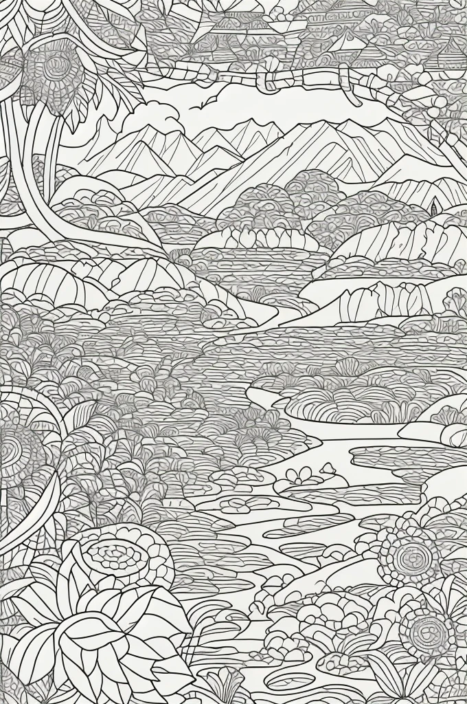 Coloring book　Base paper　landscape　Nihon