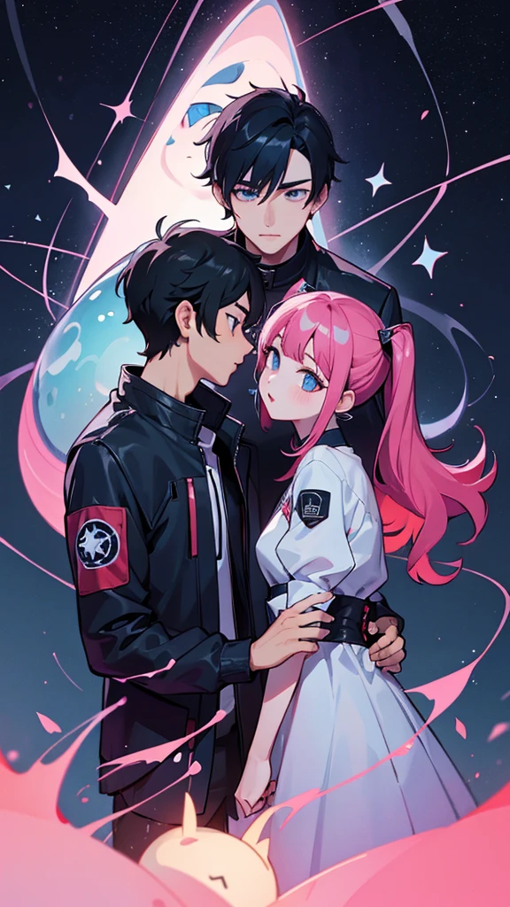 Men and women with the same face、Men and women with the same eye color、Men and women with the same hairstyle、star座、star、universe、Cyberpunk clothing