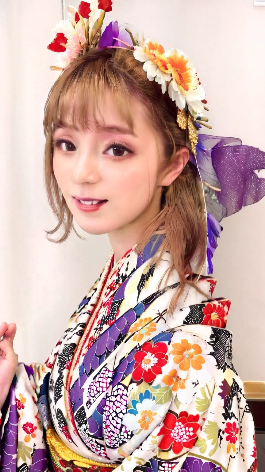 a close up of a woman In kimono with a flower in her hair, Yoshitomo Nara, Chiho, Ayaka, My motto is Teshirogi, Akemi Takada, A, Ka, Sa, Ta, Na, Ha, On , In kimono, Aoi Ogata, Sakura Kinomoto, In kimono