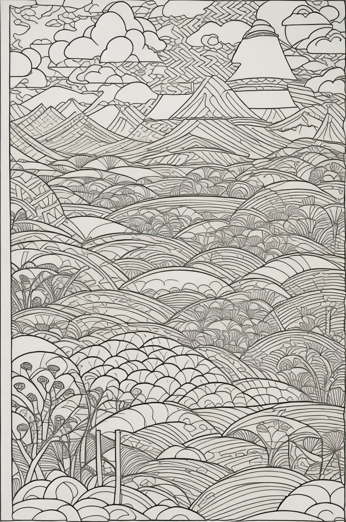Coloring book Base paper landscape Japan