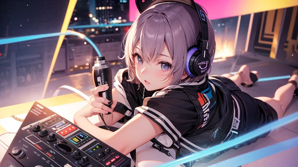 One girl、dj、headphone、Active、Short Hair、17 years old