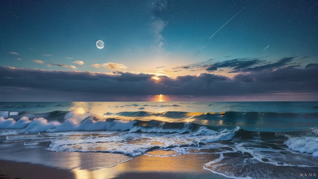 Ocean　night　moon