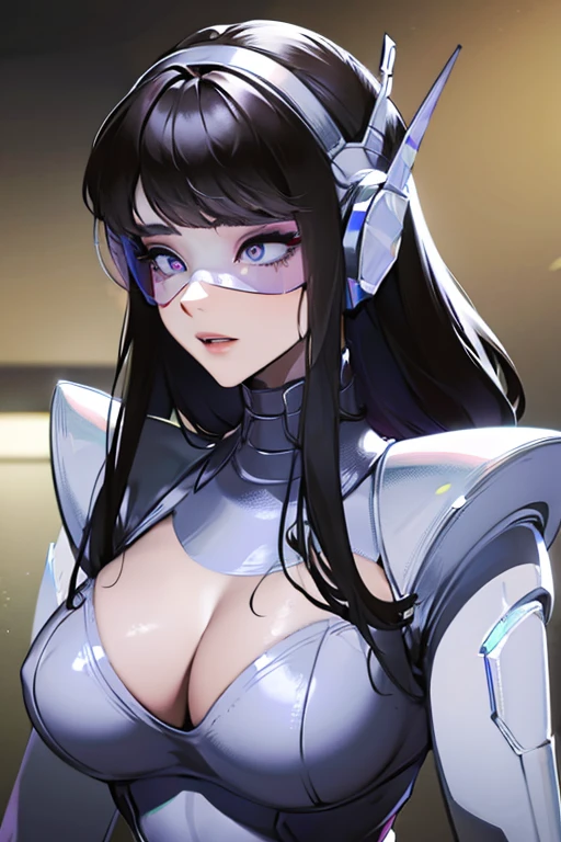 empty eyes,robotized woman ,big bust,Robot Joint ,Metal skin