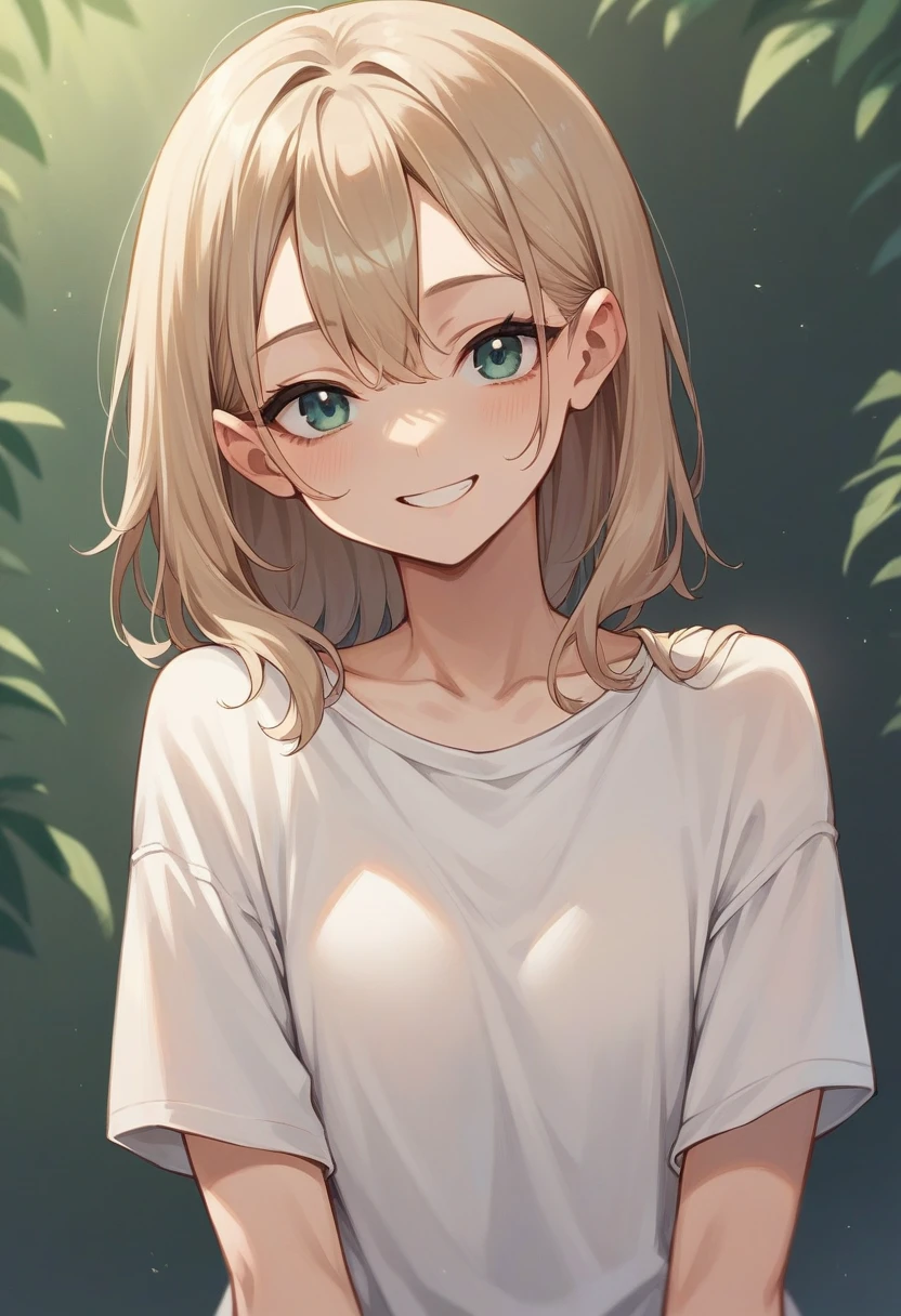 Heroina , young, Nice smile, Light brown hair.