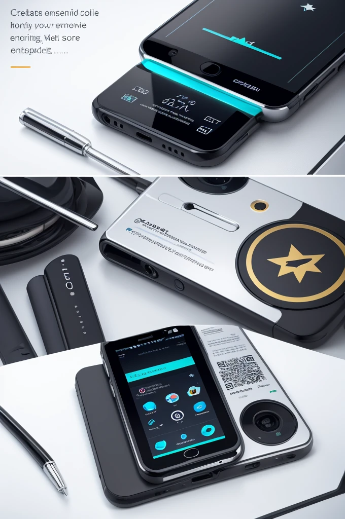 Create a logo, for cell phone technical assistance store named Star one , with white letters and colored metallic logo