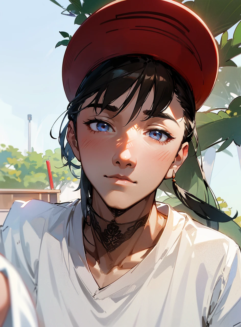 A man is sitting in the classroom, boy, male classmate, in the campus classroom, this male classmate is wearing a white T-shirt, short black hair, holding a pen in his hand, there are test papers, there are books, the lens is mainly featured on the upper body, in the Loepfe art style ((Xinhai City), popular in CGStation, Xinhaicheng H 2160, inspired by Bian Shoumin, Xinhaicheng, Kavasi, Guvitz style, high-quality pictures, 4K, 8K, resolution,