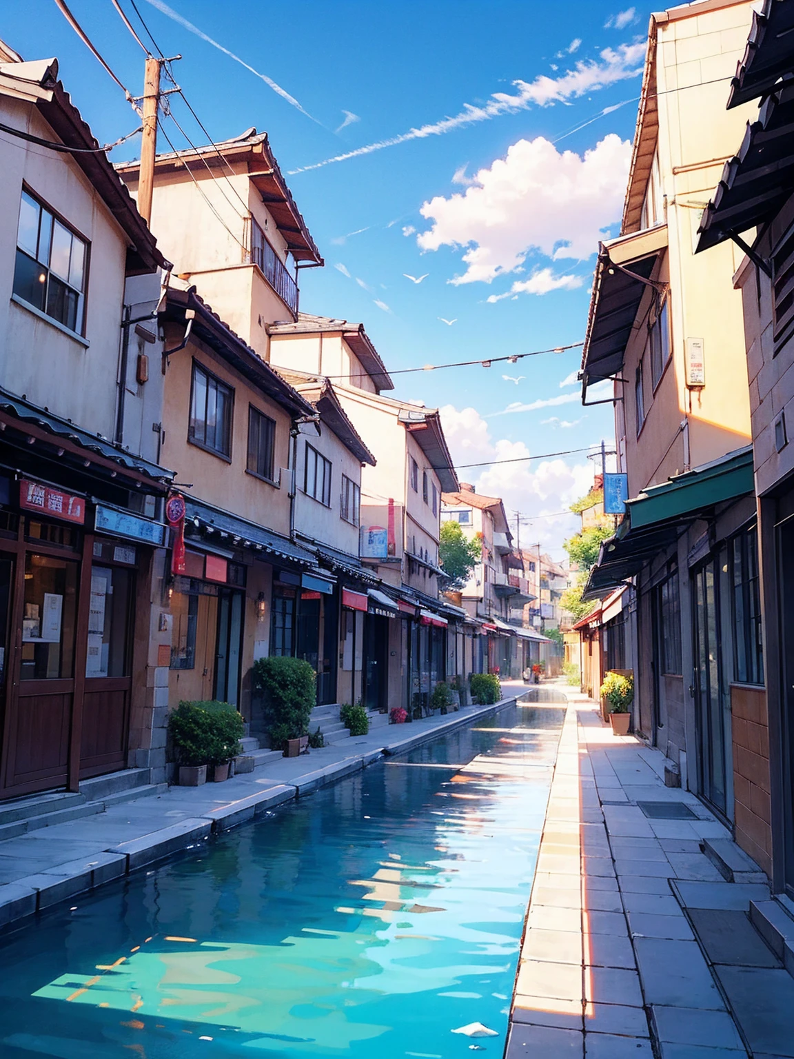 Immerse yourself in cold water up to your chest、bustling street」