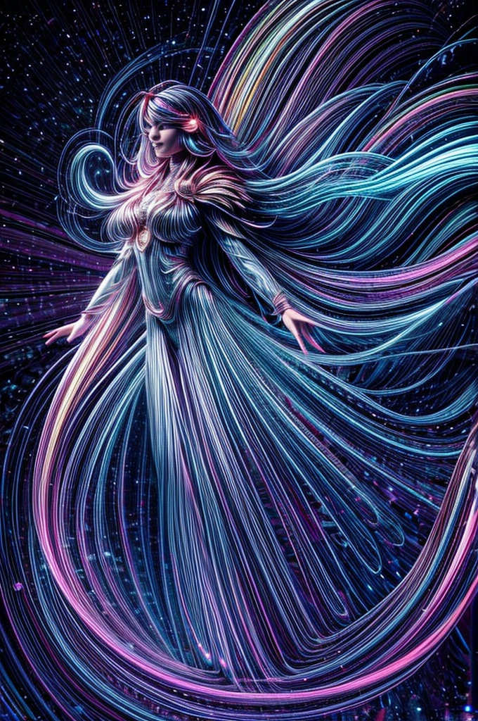 a person projecting their energy, colorful aura, spiritual energies, binaural waves, glowing spiritual dimension, highly detailed, intricate, photorealistic, hyper-detailed, cinematic lighting, dynamic composition, vibrant colors, ethereal, mystical, magical realism, surreal, psychedelic, glowing aura, energy fields, hypnotic, dreamlike, transcendent, cinematic, award-winning digital art