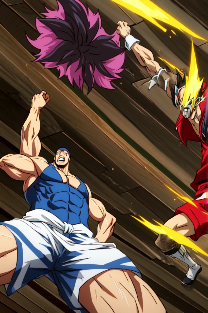 Two men are fighting　Uses a super strong special move