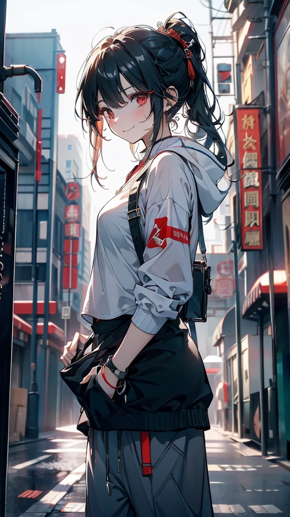 十几岁of女孩, 巨大of乳房乳沟,,Black sweatpants,Black sweatshirt,Black bag,深褐色of头发,Red Eyes,阴暗of,生病of,madman,Smiling,The bloody scene,Bone Dagger,White sneakers,of,kill,Violence,Angiotensin converting enzyme,Sissy,,cute,As weak as a kitten,Middle School and Primary School,City,The Wind of the Future,artwork,masterpiece