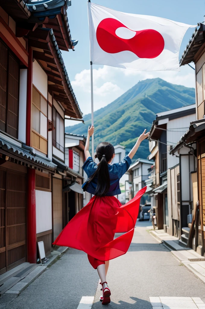 Korean woman tramples on the Japanese flag
