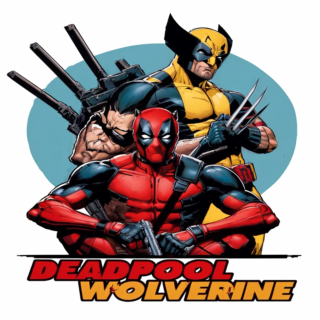 deadpool wolverine and wolverine, deadpool, mandalorian deadpool, marvel comics style, in style of marvel comics, ryan reynolds dead pool, portrait of deadpool, marvel comic style, textless, inspired by Mike Deodato, marvel comic book characters, jason fabok, mike deodato jr, digitally colored, in style of marvel and dc, 90s comic book character design