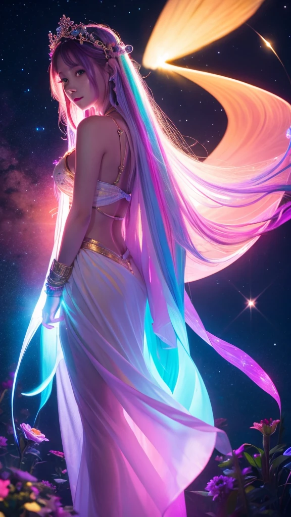 Cosmic、mysterious、Light、colorful、goddess、length、8k