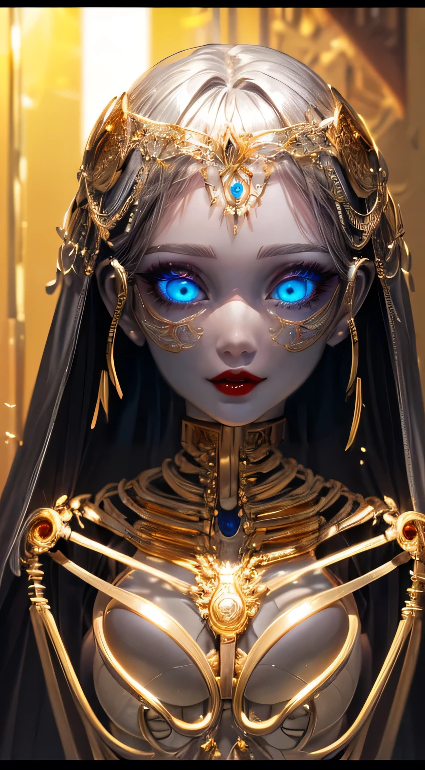 highest quality, masterpiece, High resolution, (Exquisite body: 1.5), Gorgeous face, (metal skin: 1.3), Intricate details, High resolution, wallpaper, whole body, 
whole bodyショット, 1 Girl, Transparent robot body, Naked skeleton, tied to a transparent tube, (((((Gold and silver body parts)))), Pretty, beautiful, perfect face, Big eyes, Silver floating hair, Natural pose, 
16k, High resolution, High Resolution, Depth Field, (Film Grain: 1.1), Book, Golden Hour, (Lens flare), Vignette, rainbow, (Color Grading: 1.5)