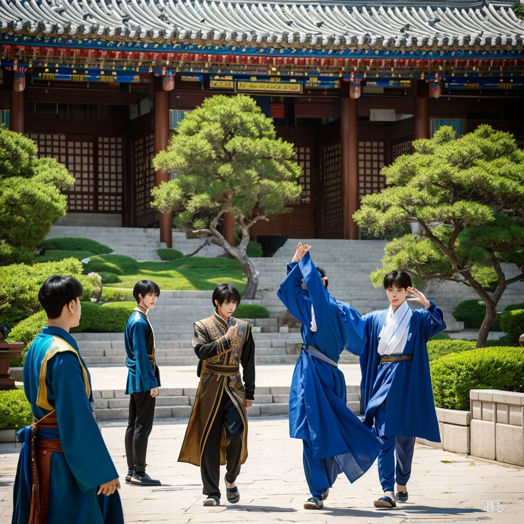 Visuals: The boys visit Gyeongbokgung Palace and stumble upon an ancient, mystical artifact. As they touch it, a magical transformation begins, and they start to realize their true potential.Music: The tempo picks up with a mystical, otherworldly vibe, introducing elements of the main track.  Kpop boy group with south koera members  in south korea 