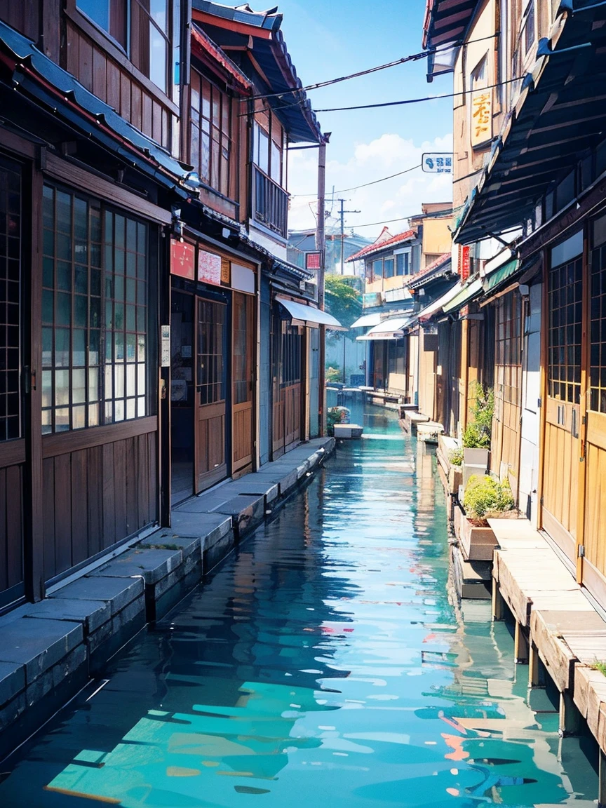 Immerse yourself in cold water up to your chest、bustling street」