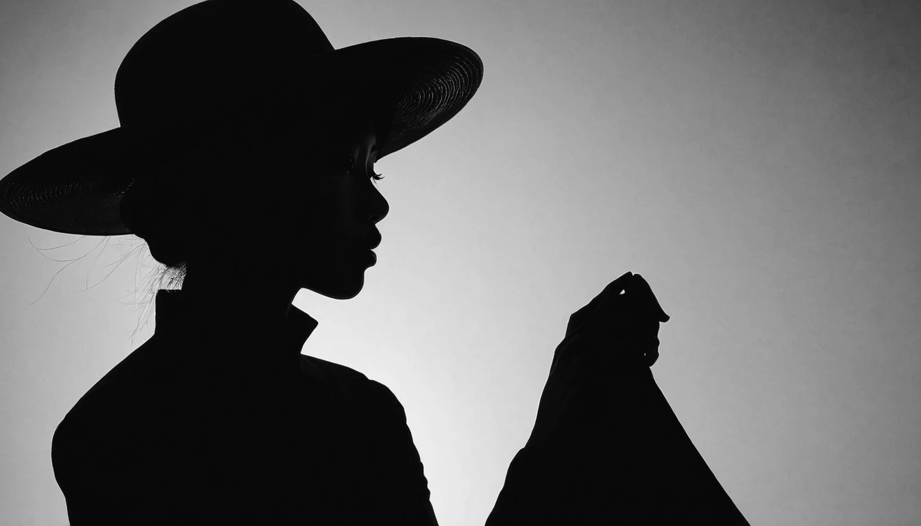 Black silhouette with hat、