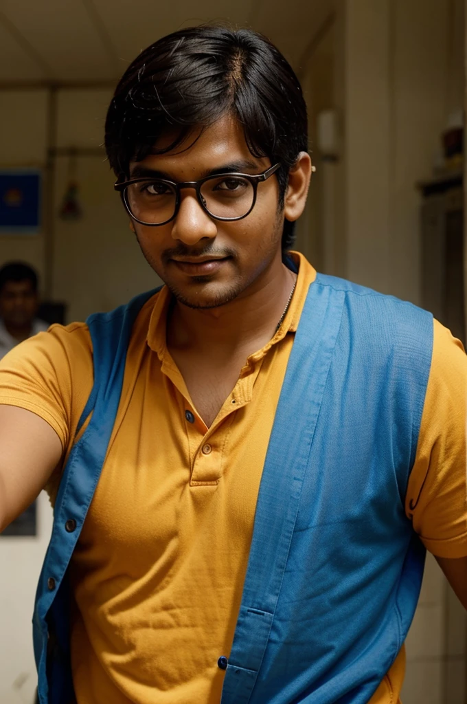 indian boy wearing specs and fair tone selfie 