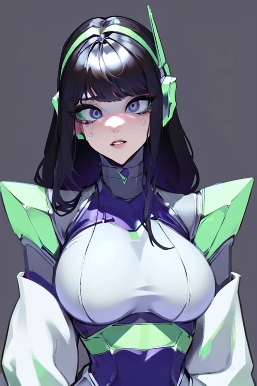 empty eyes,robotized woman ,big bust,Robot Joint ,Metal skin