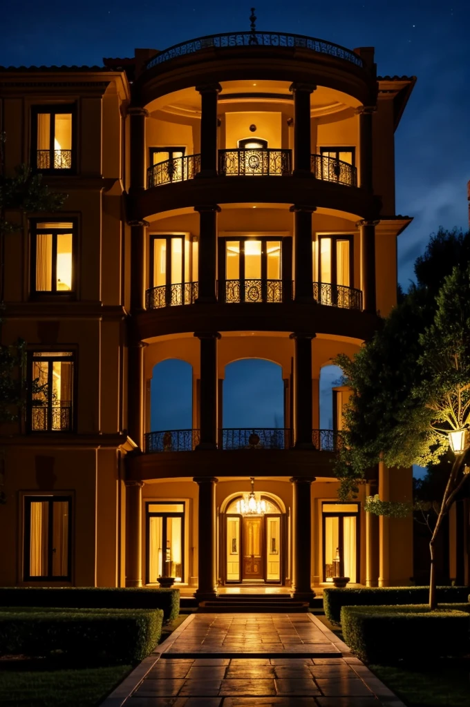 A misterious mansion standing alon at night