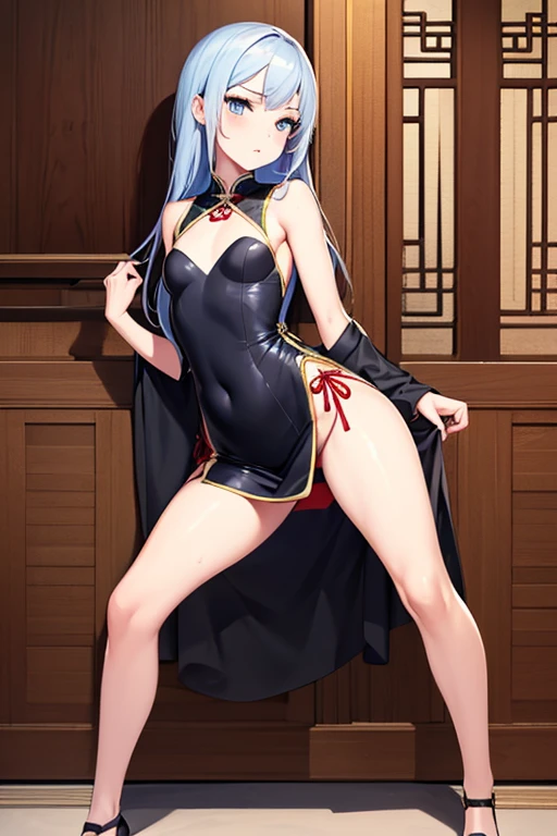 best quality,masterpiece, 1-Girl, ((from below:1.3)), smile, posing,Big-chest,slim, bare legs, showing legs and feet, sexy pose, and cute, feet ((NSFW)). 8k, beautiful eyes, beautiful body, ((Good anatomy)), young girl, black hair with blue strands, blue eyes, small ponytail, full body, beautiful body, Highly detailed, bangs, short hair, big breasts, barefoot and bare legs, looking_at_viewer, sexually suggestive, sexy pose, ((fully nude)), ((soles, ankles, thighs)), sitting, ((shy teeth smile)), very sexy girl, hot girl.