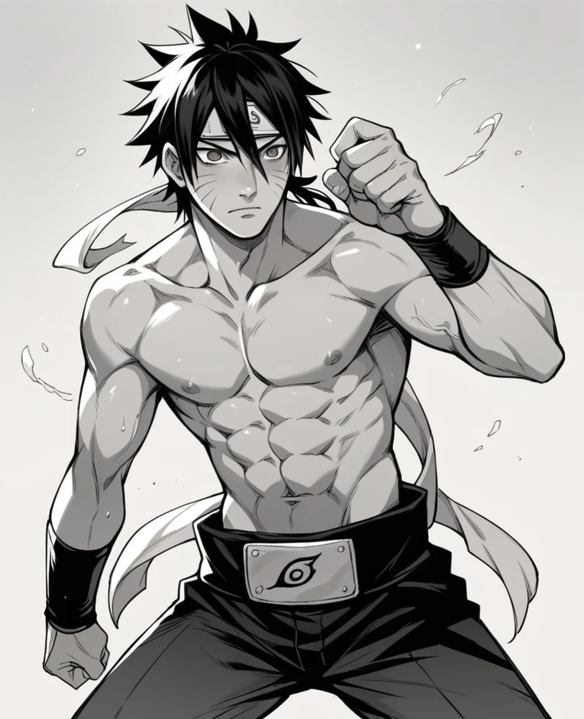 work of art, best qualityer, 1 boy, sasuke uchiha, charingan eye, Slim and muscular body, fighting Naruto Uzumaki, both naked
