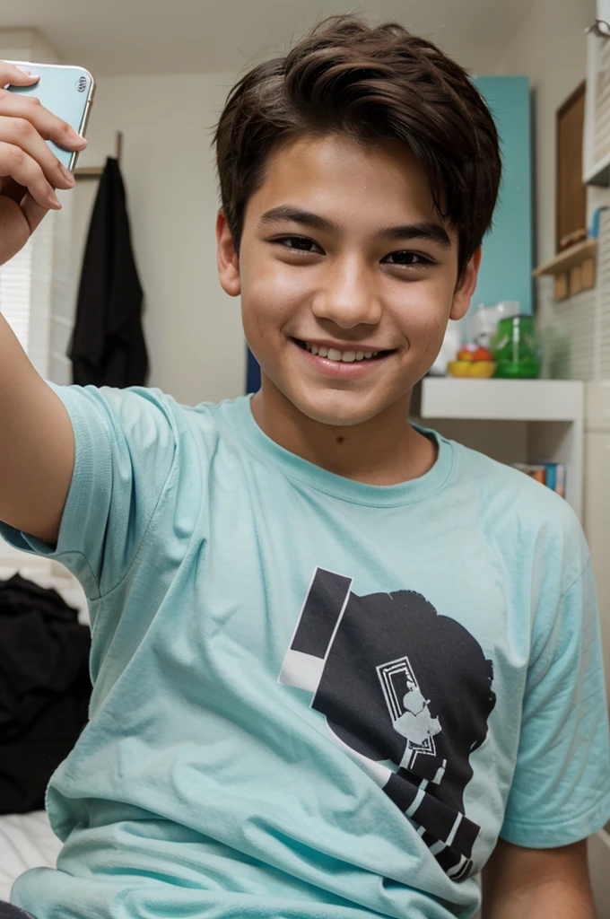 boy taking selfie smiling