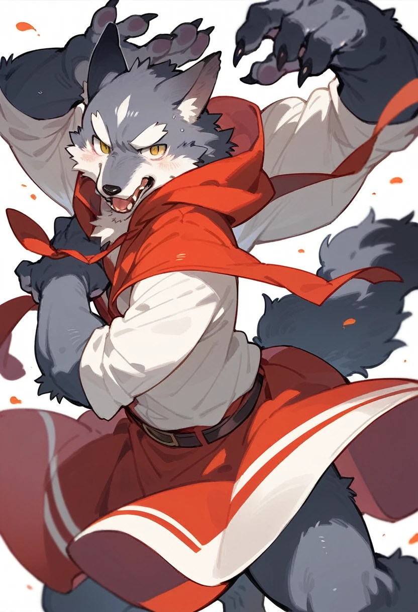 A doujinshi cover with a The werewolf of the bartender and the guest's Red Riding Hood, furry, kemono, with some elements of comedy manga,