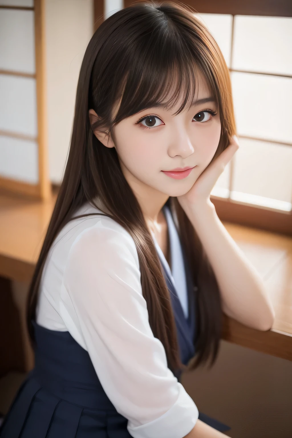 top-quality、masterpiece、超A high resolution、(Photo Real:1.3)、slender figures、dark brown hair、tshirts、the beach、Highly detailed facial and skin texture、A detailed eye、二重まぶた、A big smile、fully body photo、profile、135mm lens、F / 1.8、AccentLighting、in 8K