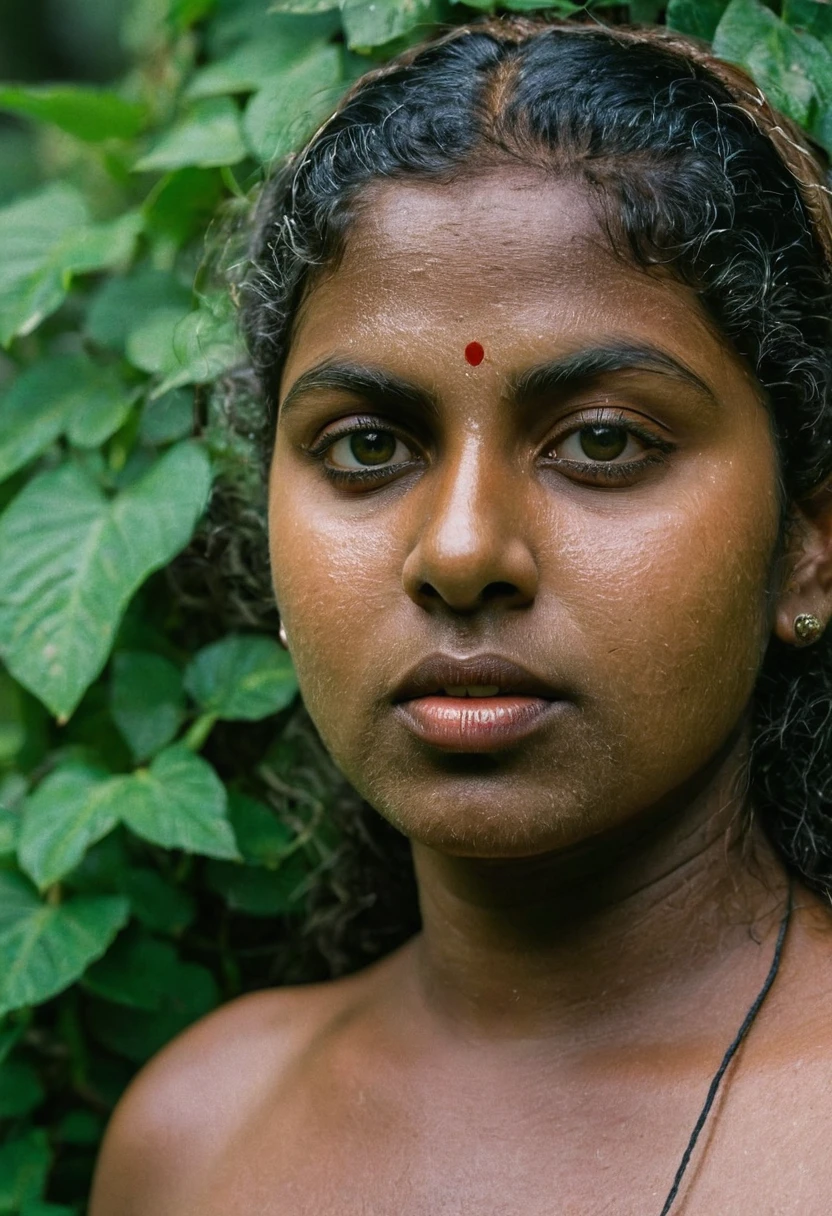 (((photo of a ancient kerala hindu devi))), (((plumpy lady))) ,(((eyes))) ((((plumpy)))), ((((standing at mossy street))), (((Half Body))), (((very dark skin))), (((age 35+))), (((((very dark nipple and areola))))), (((plus size chubby tall))), (((huge busty milky wet big massive boobs))), (((nude thick thigh))), (((ancient white mini skirt))), ((black skin dark body)),(((depth of field))), ((( spooky))),(((divine))), photorealistic,photo, realism, Getty Images, RAW candid cinema, 16mm, colour graded portra 400 film, remarkable colour, ultra realistic, textured skin, remarkable detailed pupils, realistic dull skin noise, visible skin detail, skin fuzz, dry skin, shot with cinematic,light leaks, RAW Image, DOF, depth of field,bokeh