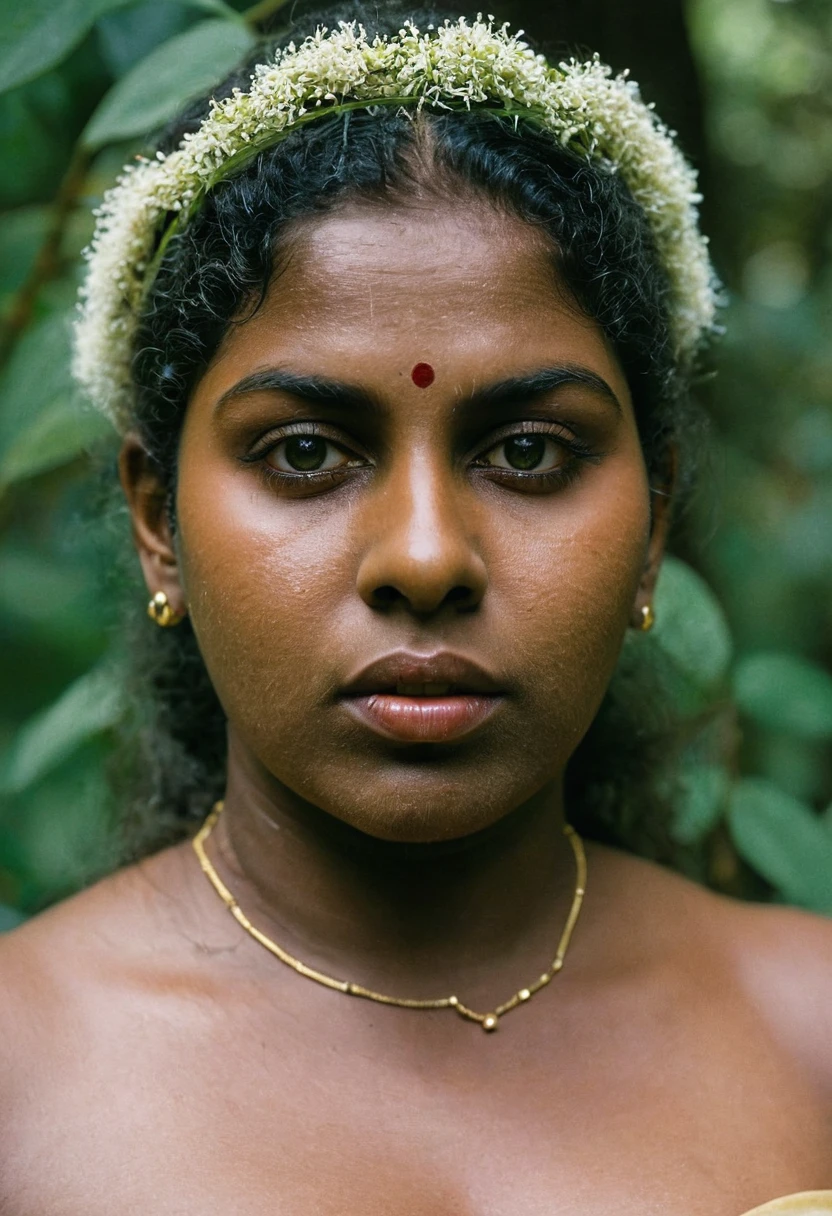 (((photo of a ancient kerala hindu devi))), (((plumpy lady))) ,(((eyes))) ((((plumpy)))), ((((standing at mossy street))), (((Half Body))), (((very dark skin))), (((age 35+))), (((((very dark nipple and areola))))), (((plus size chubby tall))), (((huge busty milky wet big massive boobs))), (((nude thick thigh))), (((ancient white mini skirt))), ((black skin dark body)),(((depth of field))), ((( spooky))),(((divine))), photorealistic,photo, realism, Getty Images, RAW candid cinema, 16mm, colour graded portra 400 film, remarkable colour, ultra realistic, textured skin, remarkable detailed pupils, realistic dull skin noise, visible skin detail, skin fuzz, dry skin, shot with cinematic,light leaks, RAW Image, DOF, depth of field,bokeh