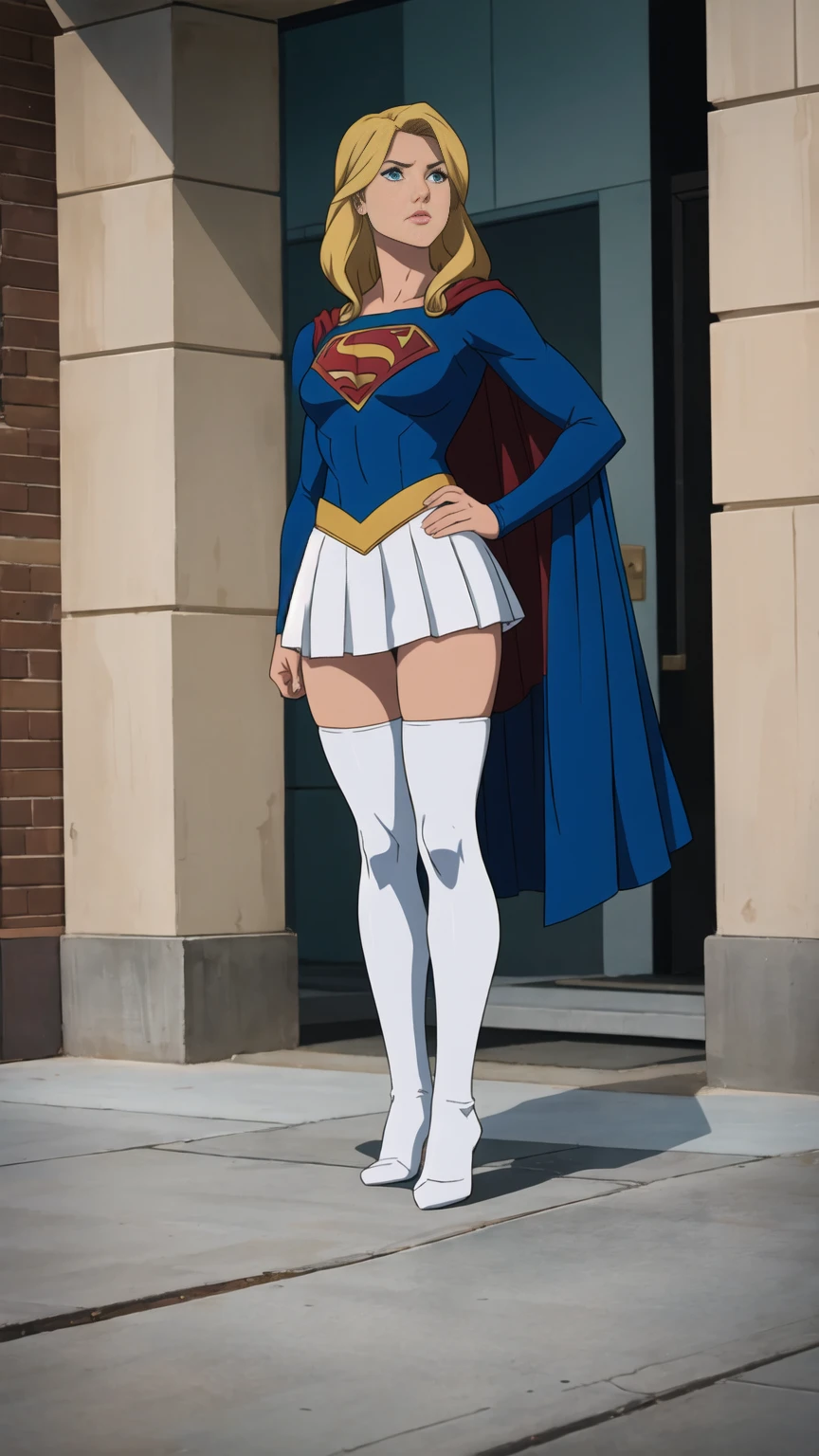 ((full body photo, standing, feet on the ground)) dc comics, supergirl,white panty