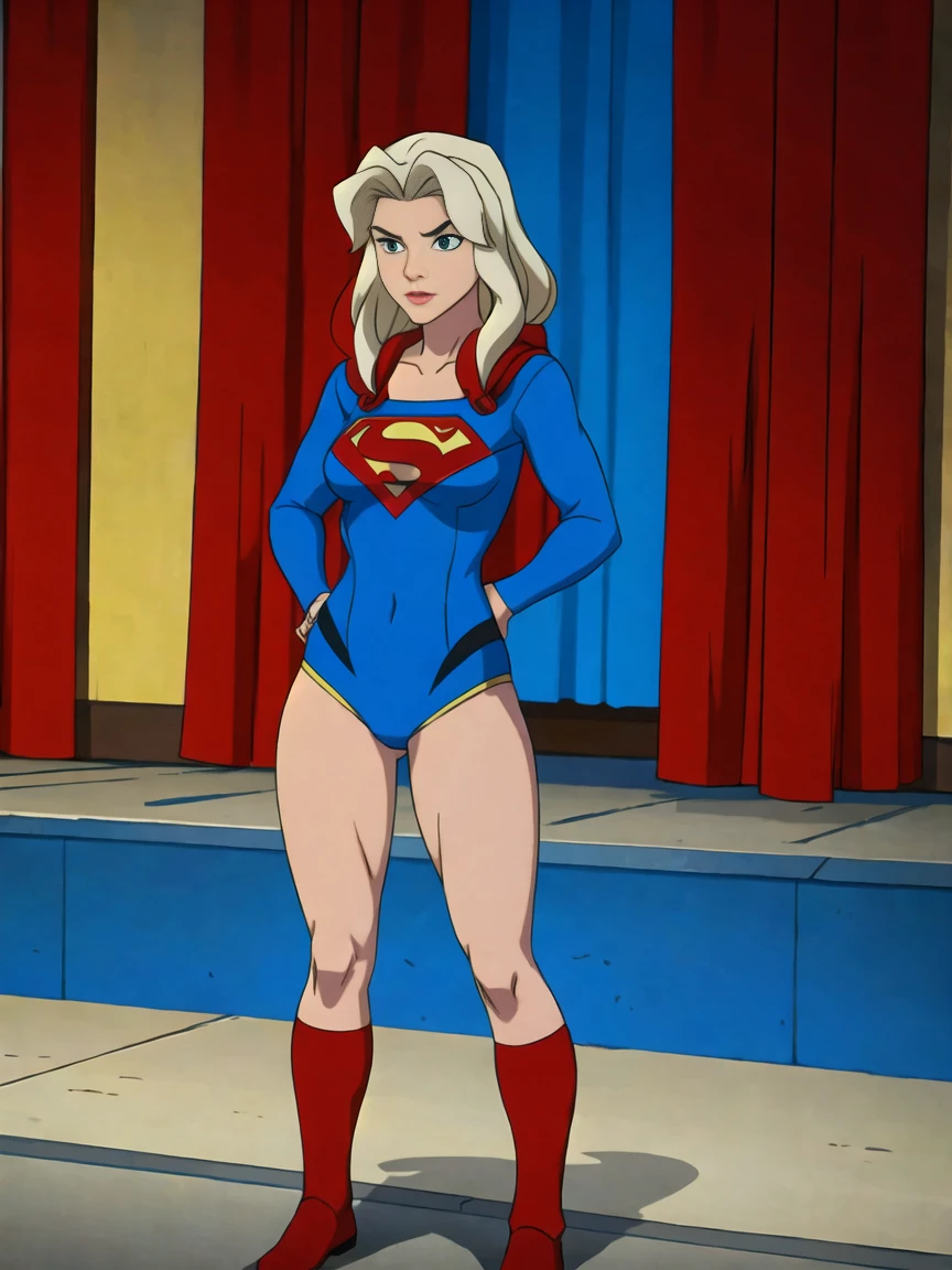 ((full body photo, standing, feet on the ground)) dc comics, supergirl,white panty