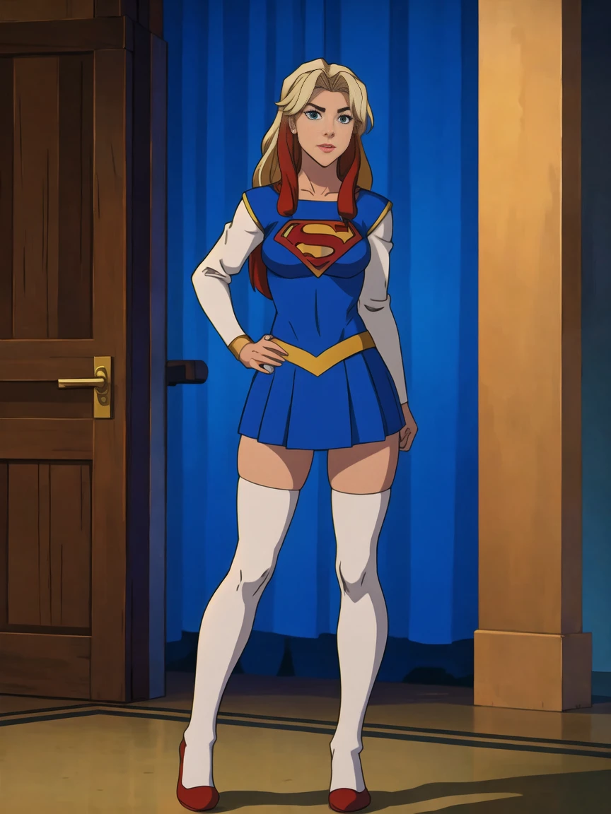 ((full body photo, standing, feet on the ground)) dc comics, supergirl,white panty