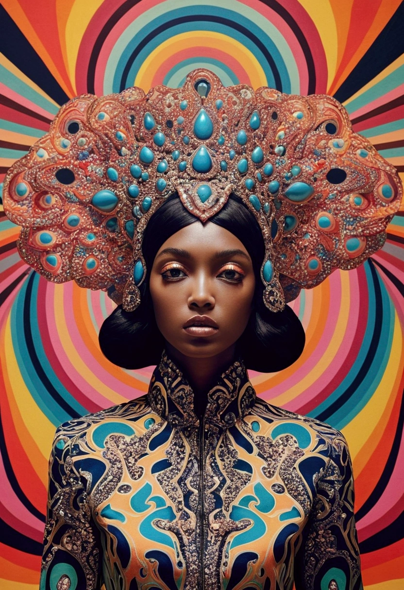 "hyper droste" "Psychedelic art and fashion that evoke a distorted perception, hallucinations, feelings of euphoria, and sometimes despair. The work has a hallucinatory and unconventional impression, altering the state of consciousness and sometimes inducing a state similar to psychosis."