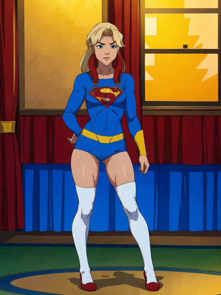 ((full body photo, standing, feet on the ground)) dc comics, supergirl,white panty