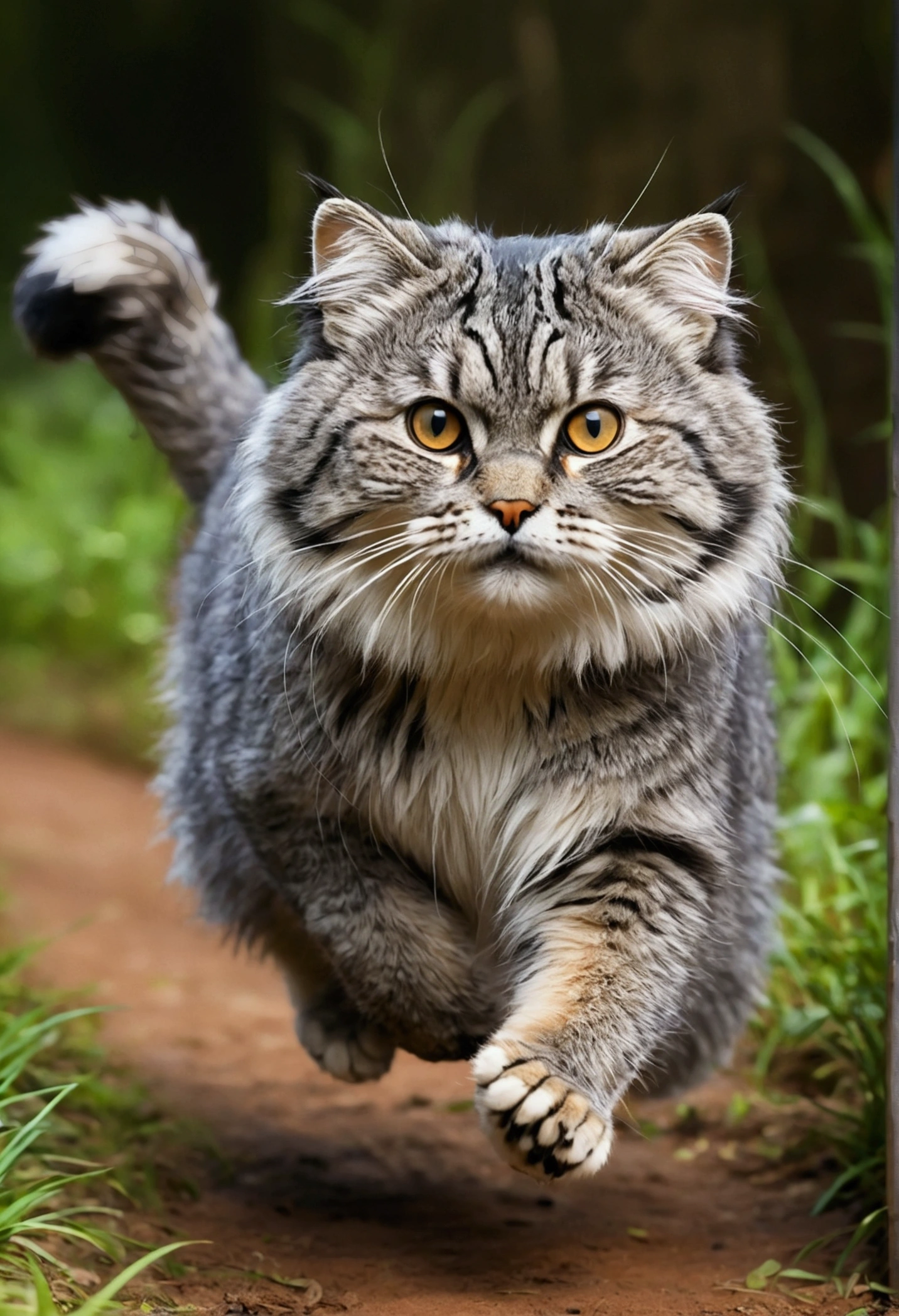 Manul cat Ghibli style Running