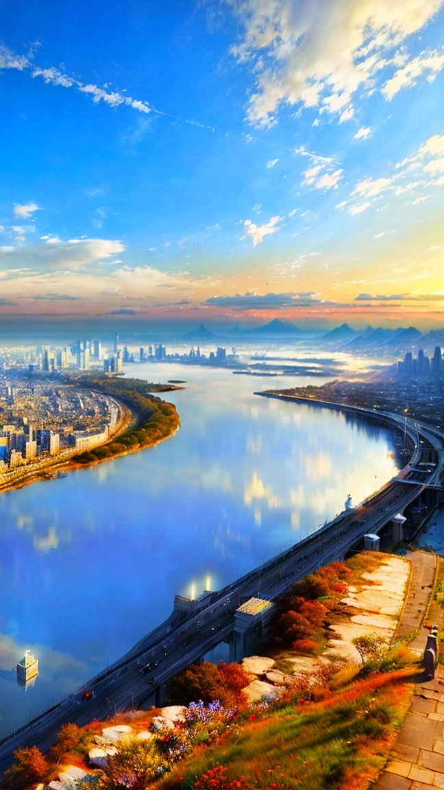 Highest quality, masterpiece, Realistic, (High resolutionの CGI アートワーク 8k), Create a landmark for the Celestial City, The theme is like air, A thin cloud hangs over the capital., Reflective ivory and light blue colors, High resolution, 3D-rendered masterpiece, Digital Art