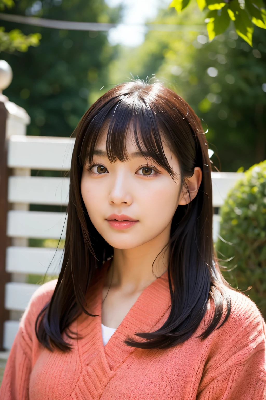 A beautiful Japanese woman with fair skin and bangs, in her early 20s, who looks like she's good at her job