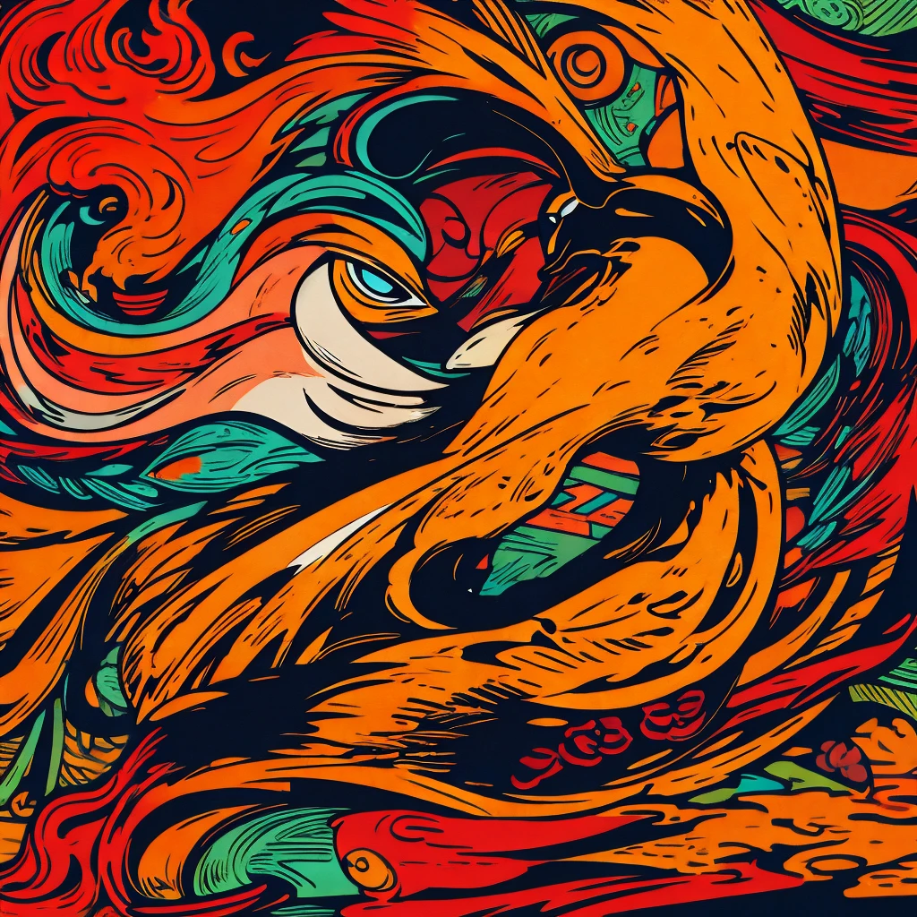 Abstract Phoenix with Tricolor Feathers
Central Element: An abstract phoenix rising, with its feathers transitioning through the Indian tricolour. Flames and embers around the phoenix to emphasize the "Inferno" theme.