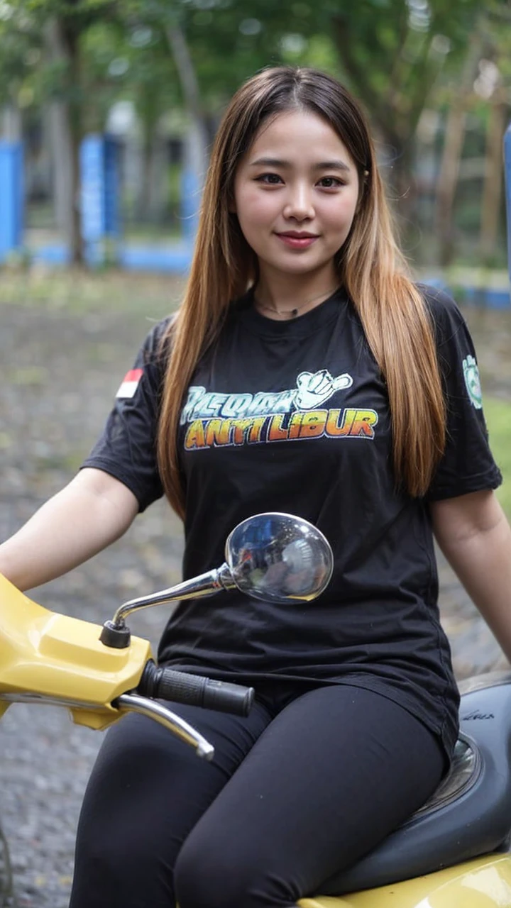 back view, 1 girl, Indonesian face, beautiful woman, feminine figure, attractive, wearing a plain black t-shirt, outdoors, perfect light, masterpiece, best quality, very detailed, cinematic feel, looking towards the viewer, appears to be walking in the rice fields village, 8k, RAW photo, realistic, realistic photo, intricate detail, UHD, full HD, ultra resolution