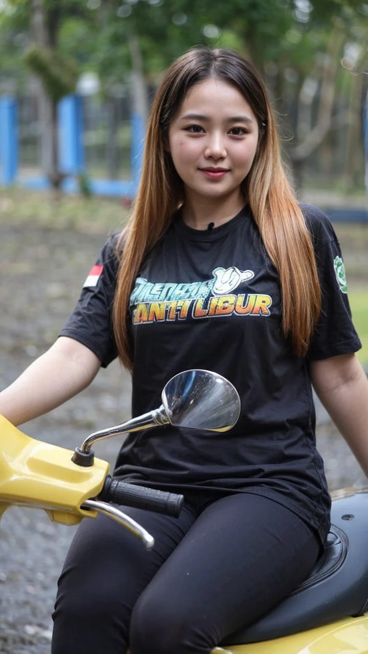 back view, 1 girl, Indonesian face, beautiful woman, feminine figure, attractive, wearing a plain black t-shirt, outdoors, perfect light, masterpiece, best quality, very detailed, cinematic feel, looking towards the viewer, appears to be walking in the rice fields village, 8k, RAW photo, realistic, realistic photo, intricate detail, UHD, full HD, ultra resolution