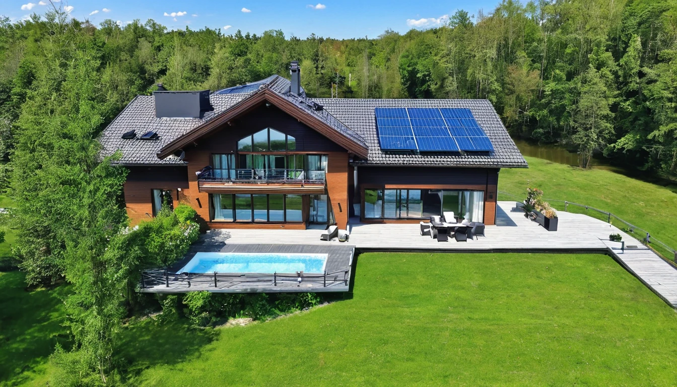 ((best quality)), ((masterpiece)), (detailed), house over masurian lake