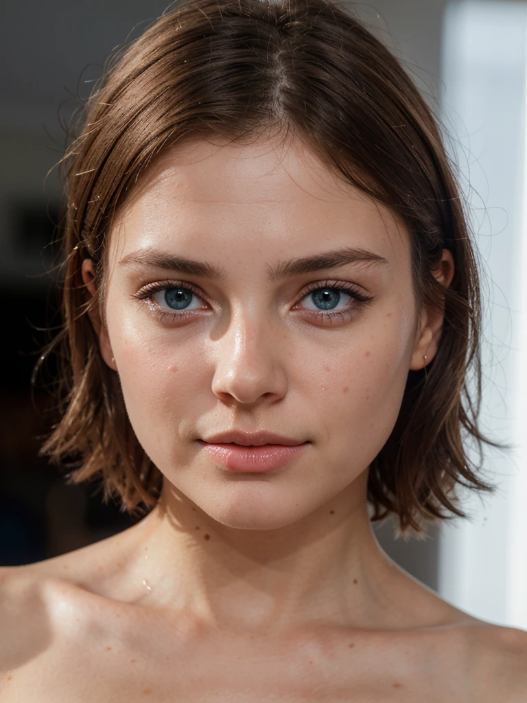 beautiful girl, no hair, hyper realism, soft skin, skin details, blue eyes, eye details, raw, UHD, retina, masterpiece, textured skin, super detail, high details, high quality, best quality, highres, HD, 4K, 8k, 16k
