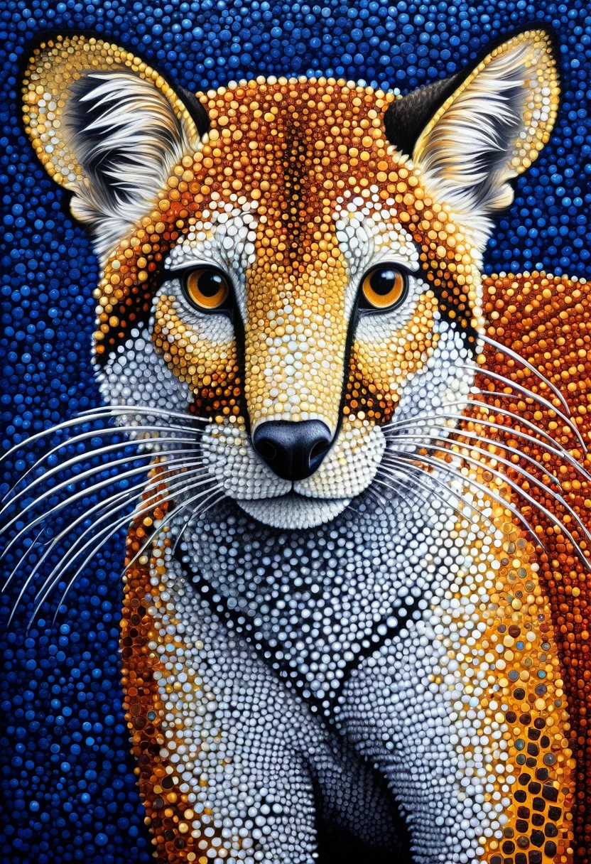 pointillism carina, exotic animals of Australia, pointillism style