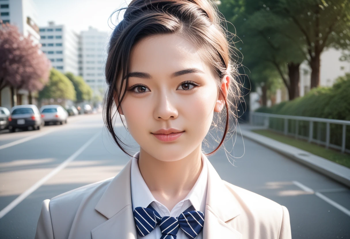 8k, raw photo, best quality, masterpiece, realistic, photo realistic, clear, professional lighting, beautiful face, best quality,ultra high res, realistic japanese beautiful, Super detailed, 1girl, clothed, outdoor, slashing