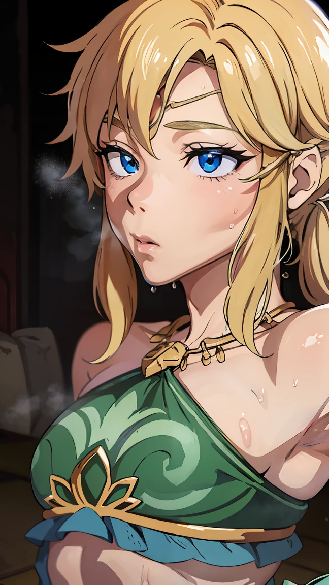 ((masterpiece)), ((Highest quality)), (detailed), perfection, alone, Link, Nice boy, Seductive lips, Blonde, sexy, (((Oiled body))), (((Sweaty body)))(((anime_style))),penis