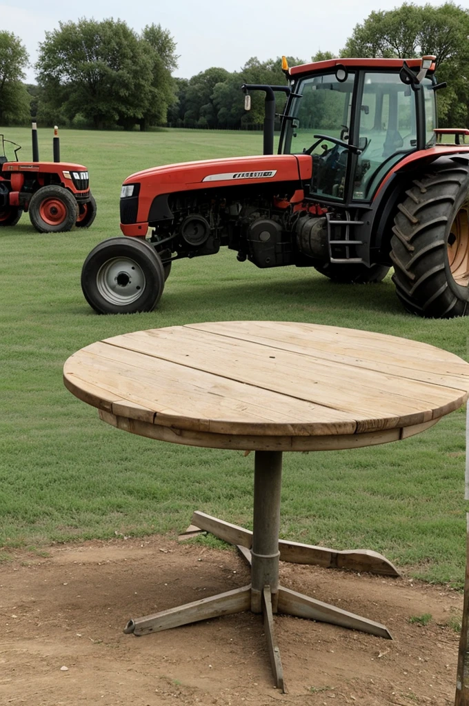 The table on which the tractor