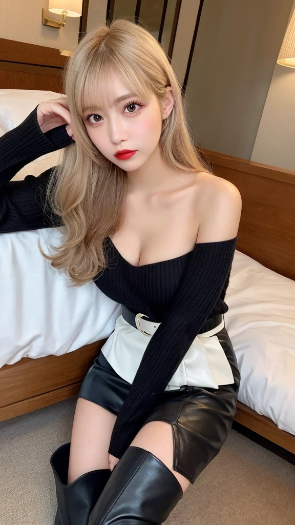 ,(tareme:1.4),kind eyes,huge breasts,(beautiful young japanese woman),straight hair,look at viewer,off-the -shoulder,blouse,short skirt,shiny skin,light make-up,fellatio gesture,sitting on sofa at cafe,27 years old,tender smile,laced undies,spreading legs